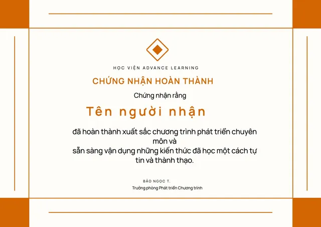 Giấy chứng nhận hoàn thành phong cách hiện đại