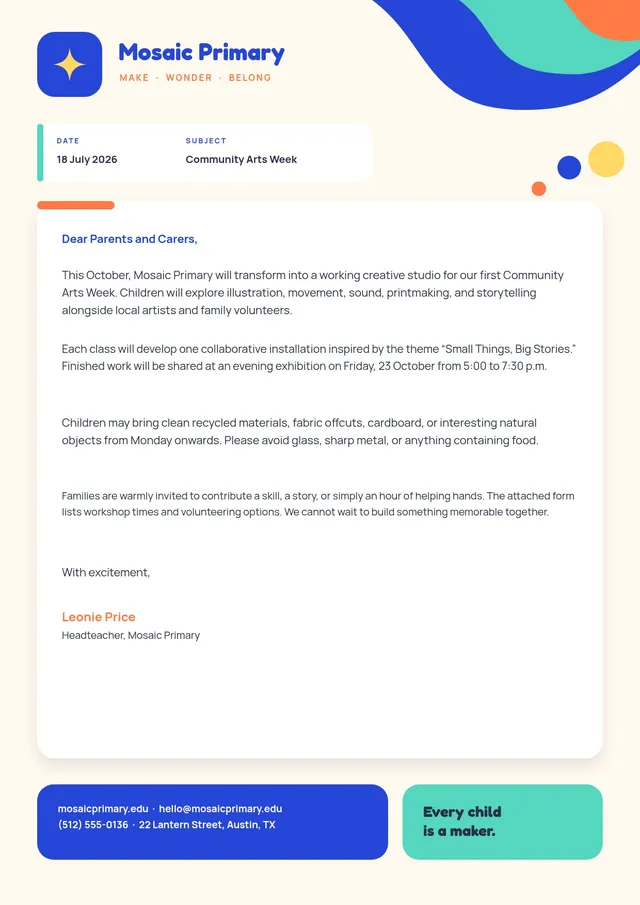 modern school letterhead template