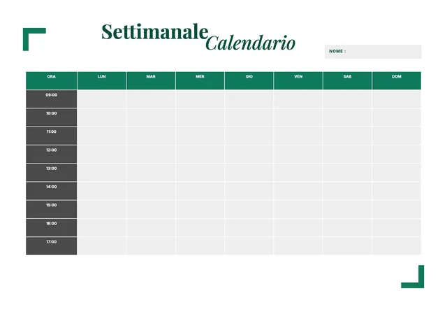 Calendario settimanale moderno
