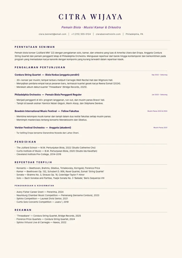 Templat CV Musik