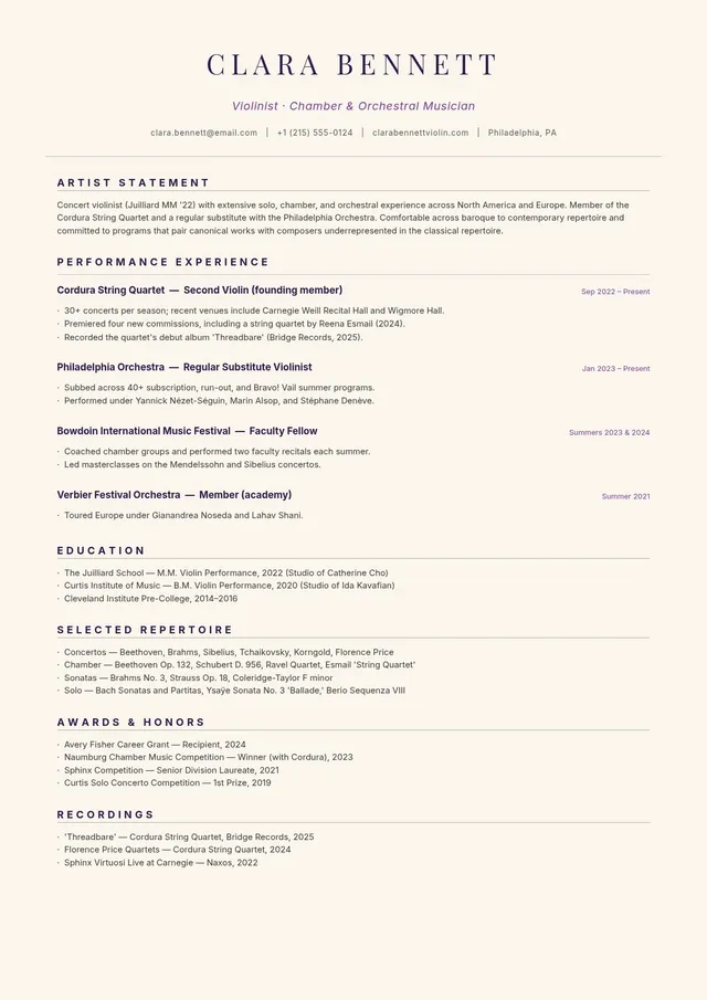 music-resume form