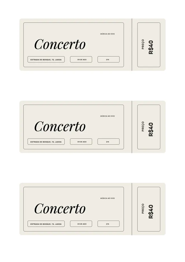 Modelo de ingresso para evento musical