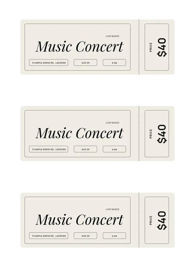 music ticket template