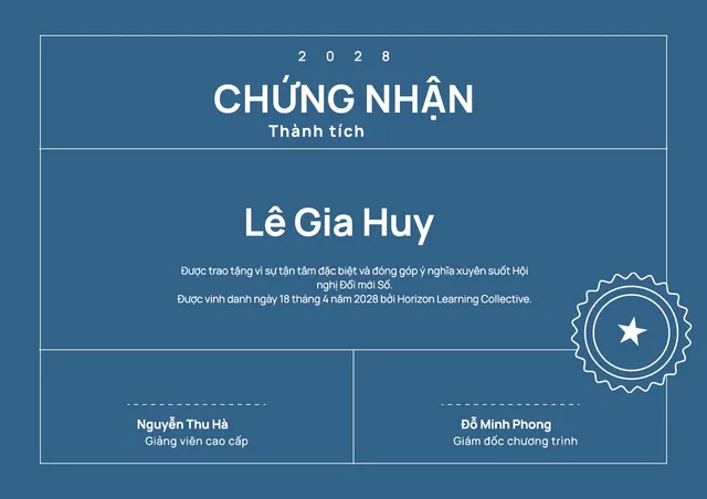 Giấy khen thành tích màu xanh navy