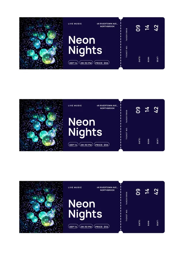neon concert ticket template