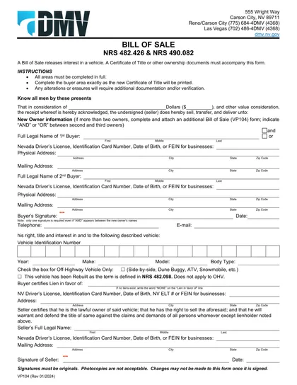 nevada-bill-of-sale form
