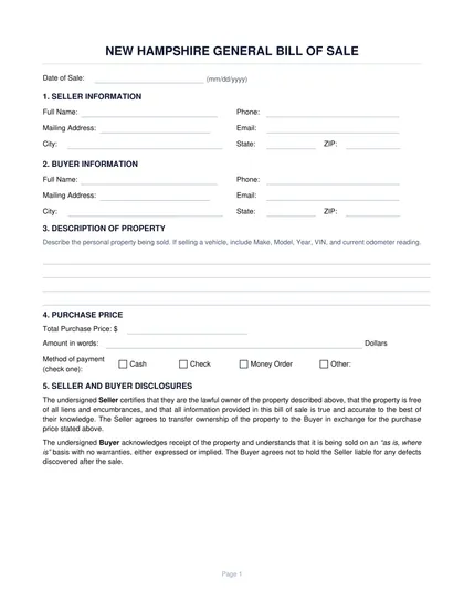 new-hampshire-bill-of-sale form