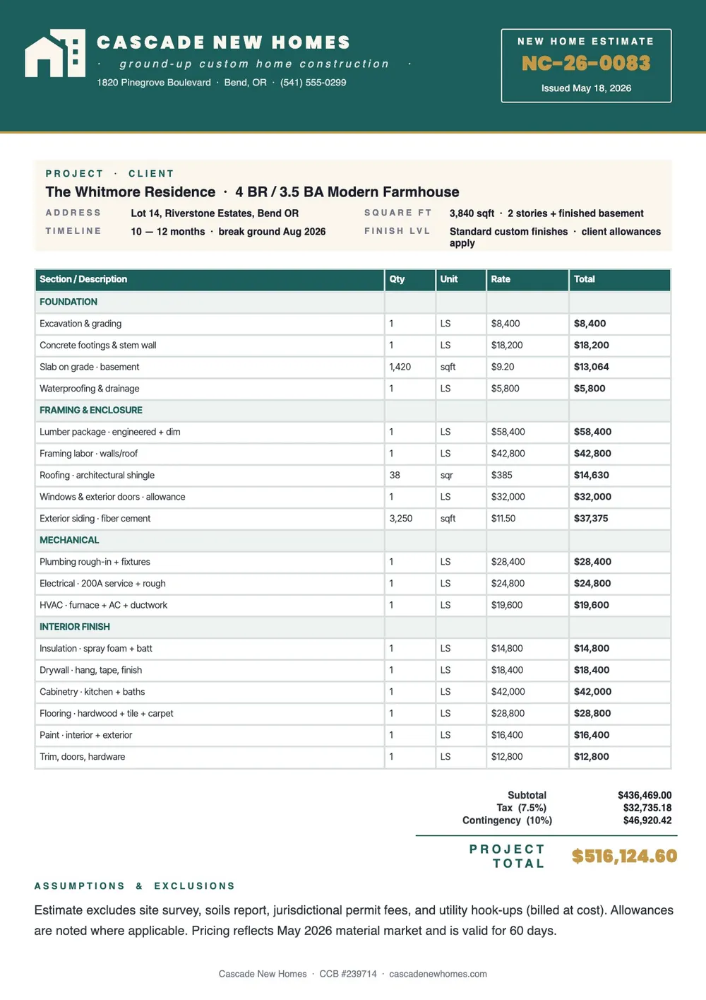 new-home-construction-estimate form