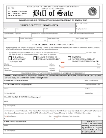 new-mexico-bill-of-sale form