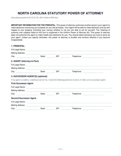 north-carolina-power-of-attorney form