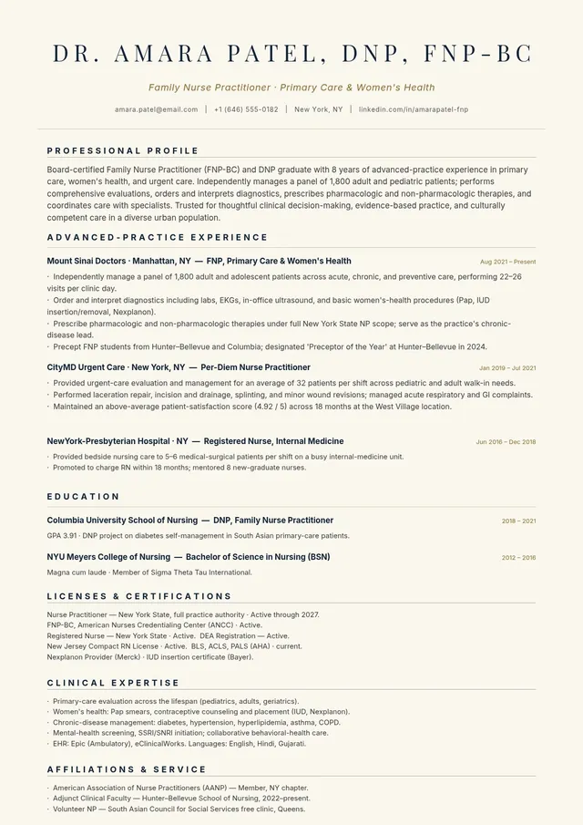 nurse-practitioner-resume form
