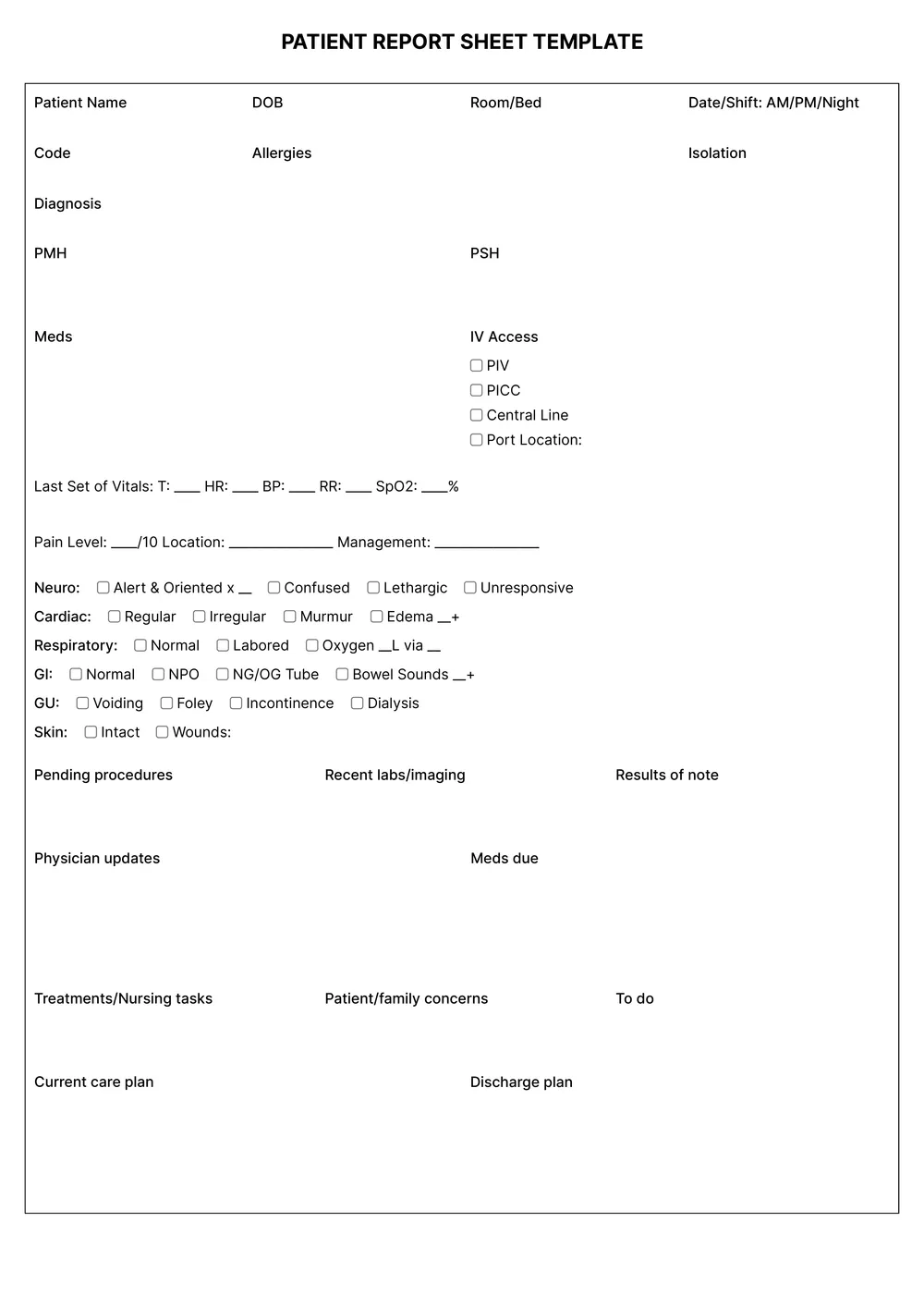 nursing-report form
