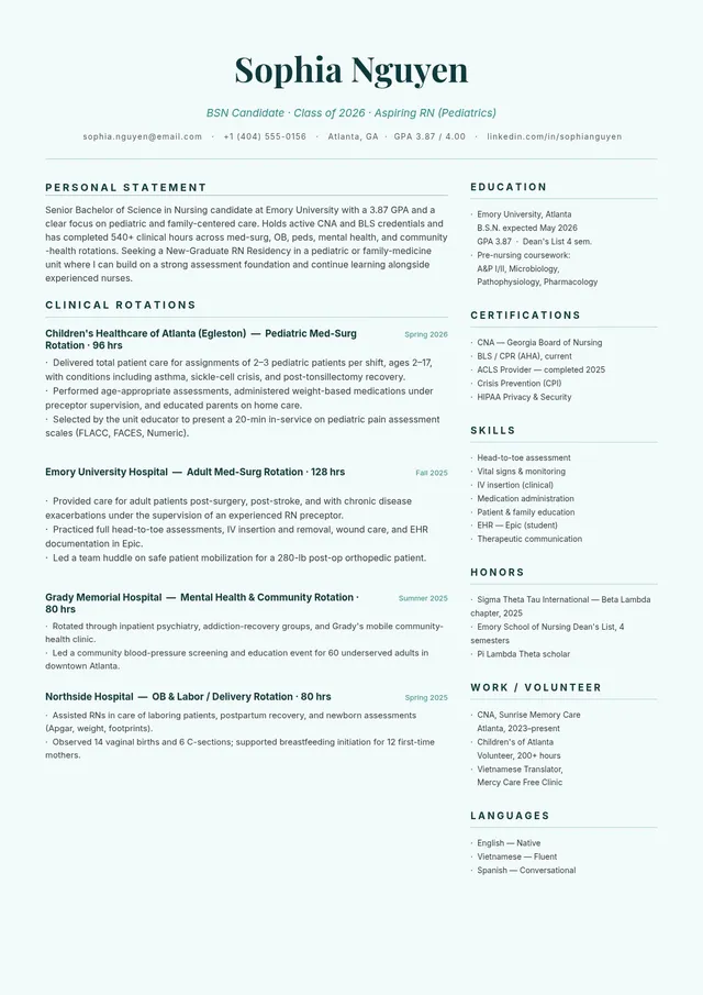 nursing-student-resume form