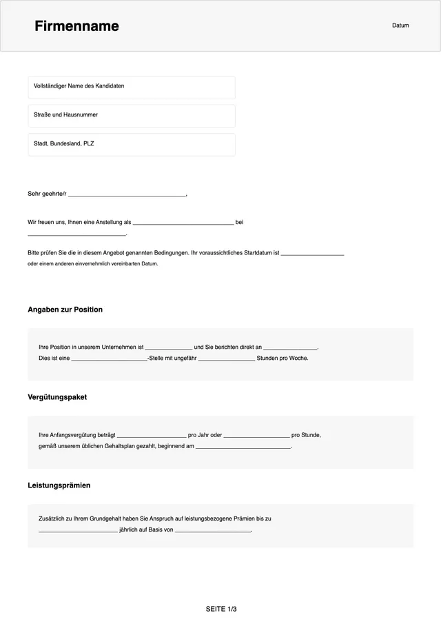 Jobangebot-Vorlage