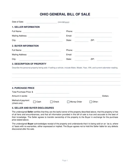 ohio-bill-of-sale-form form