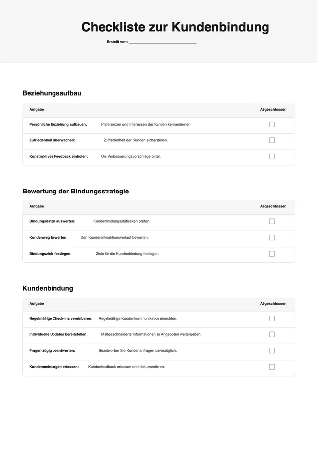 Vorlage für Onboarding-Checkliste