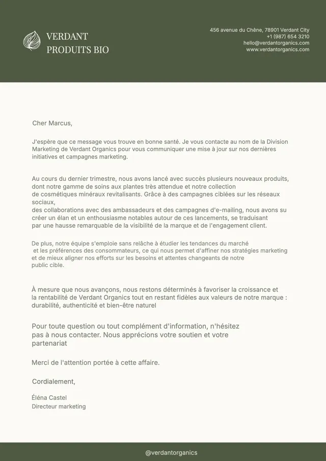 Papier en-tête de marque bio