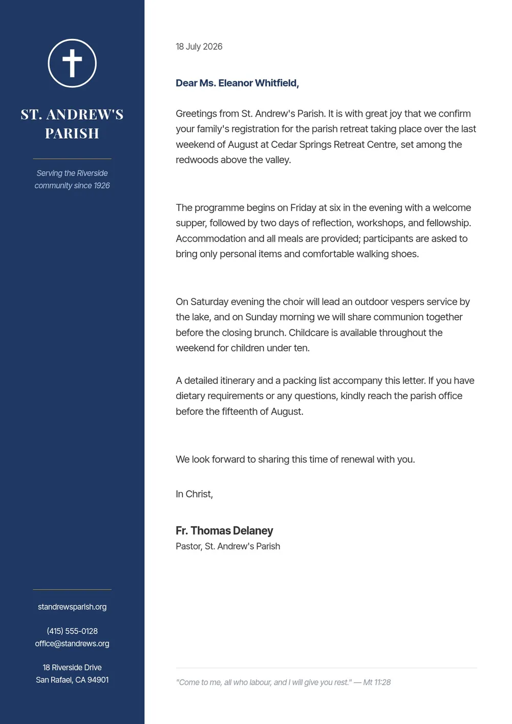 parish church letterhead template