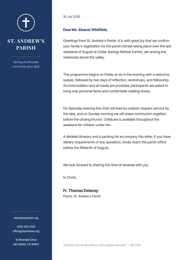 parish church letterhead template