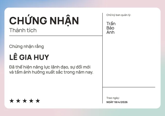 Giấy khen thành tích khung màu pastel