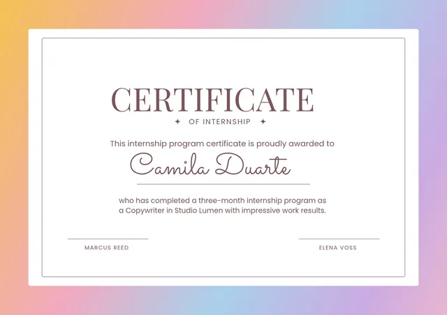 pastel internship certificate template