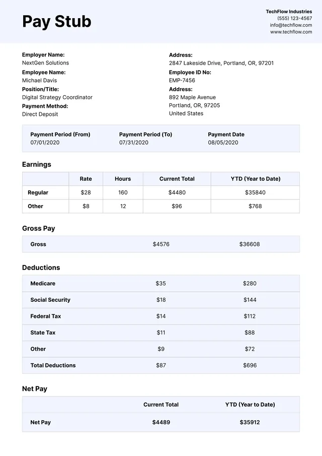 paystub form