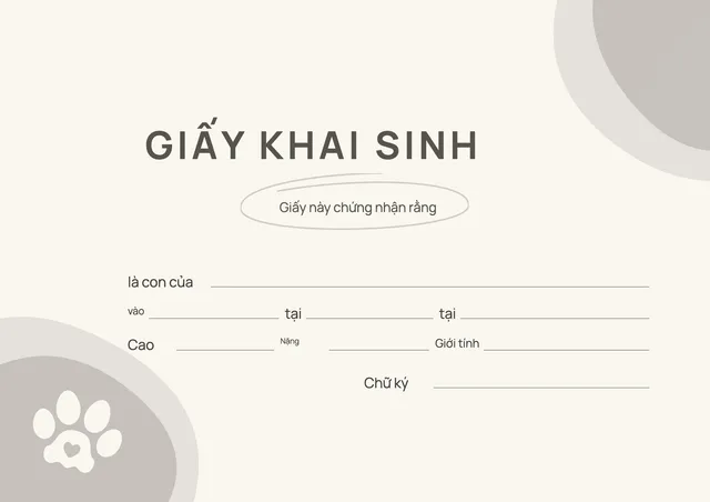 Giấy khai sinh cho thú cưng