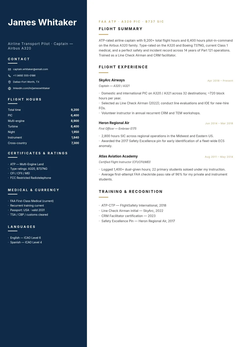 pilot-resume form