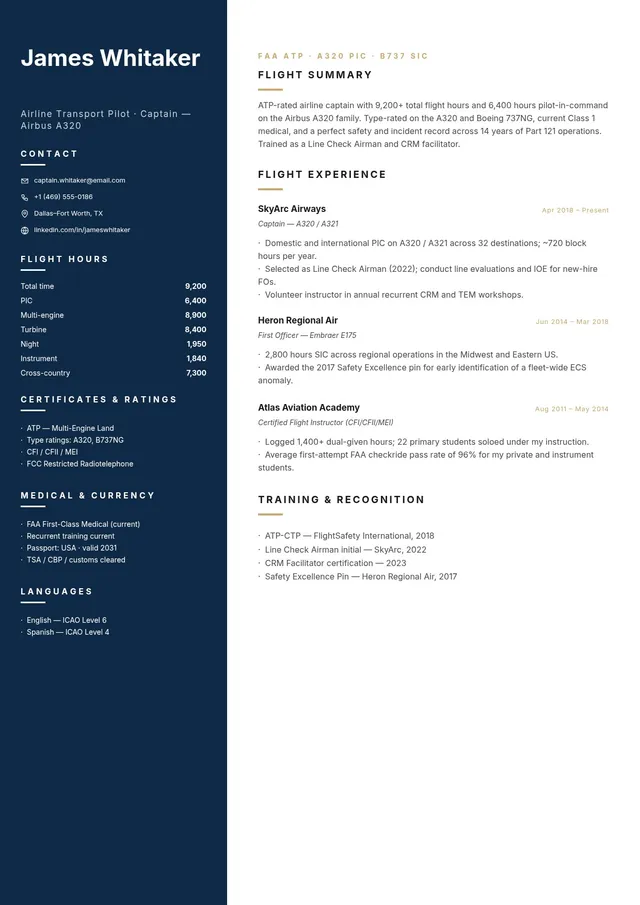 pilot-resume form