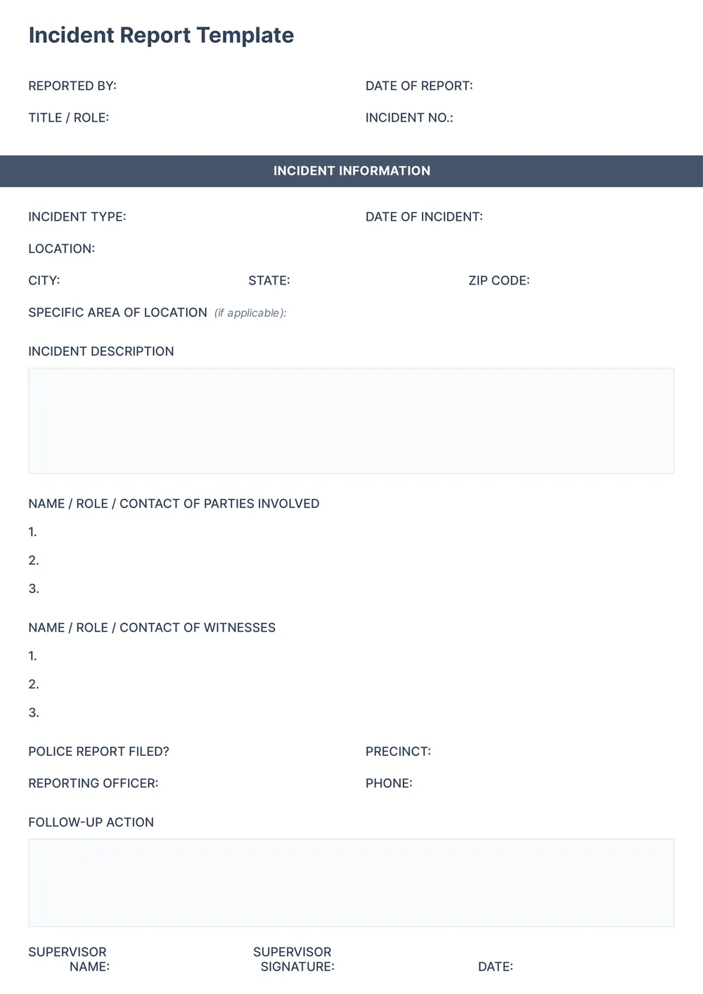 police-incident-report form