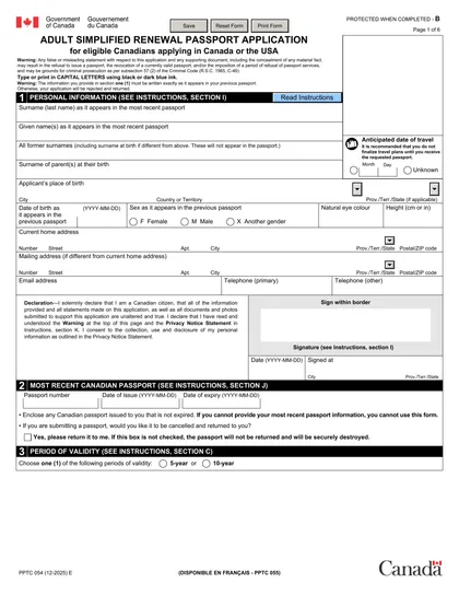 pptc-054 form