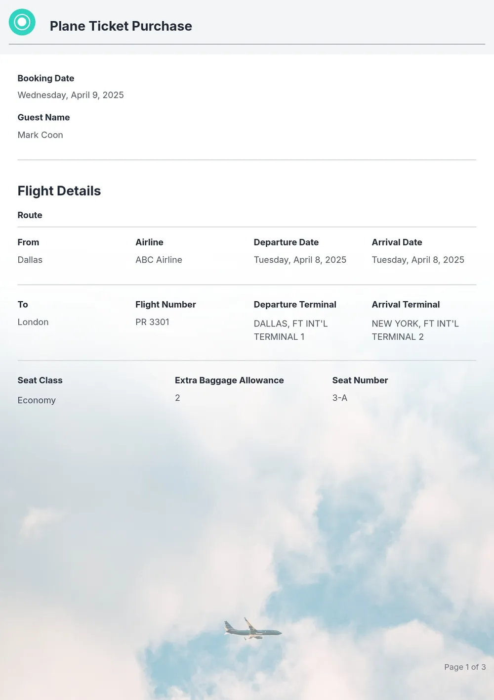 printable airline ticket template