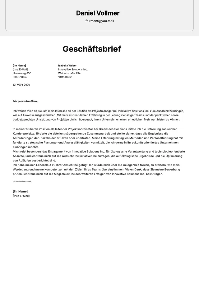 Geschäftsbrief-Vorlage