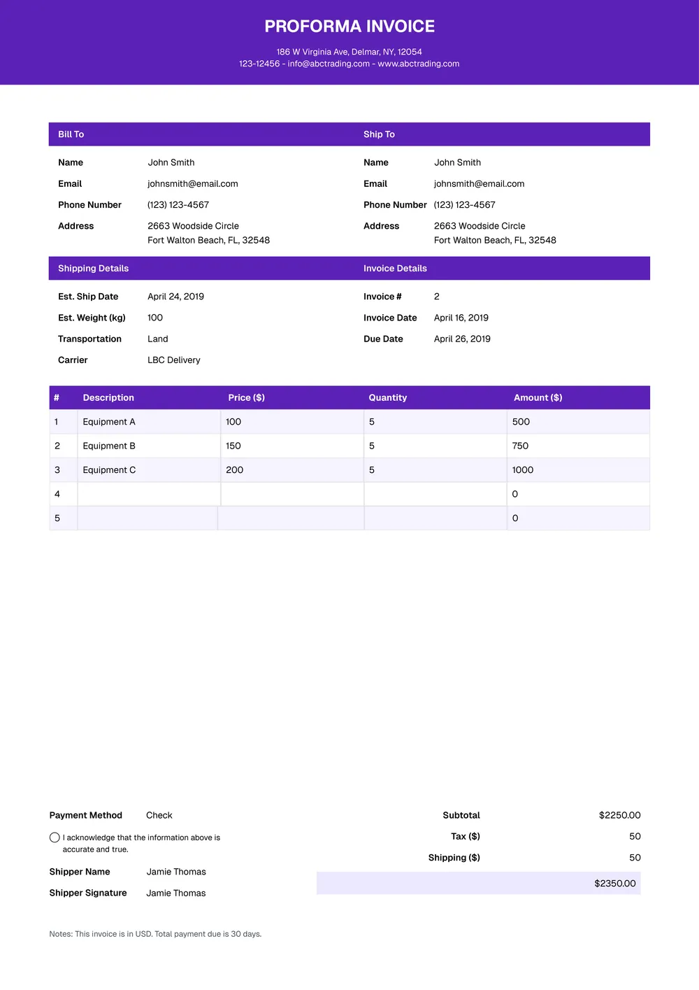 proforma-invoice form