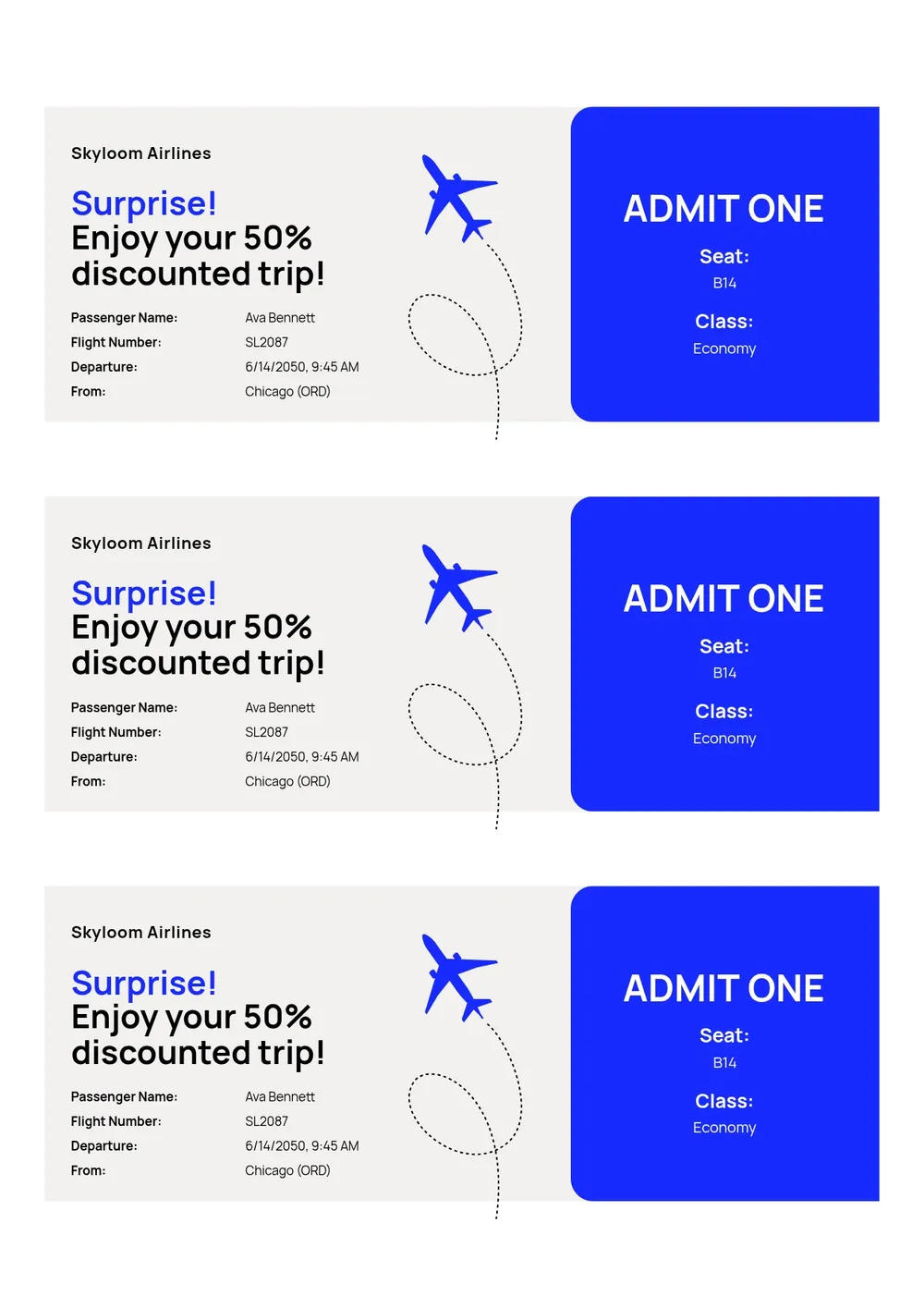 promo airline ticket template