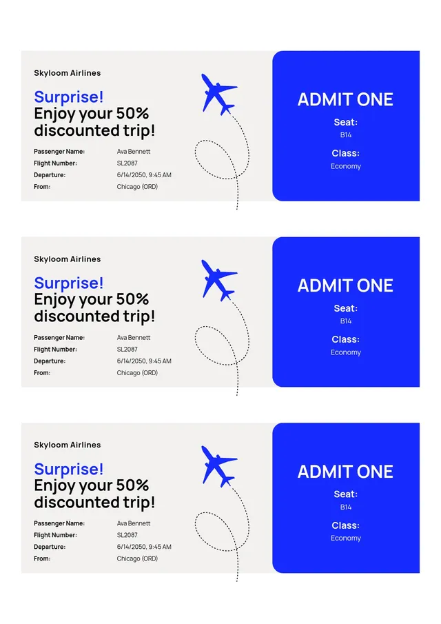 promo airline ticket template