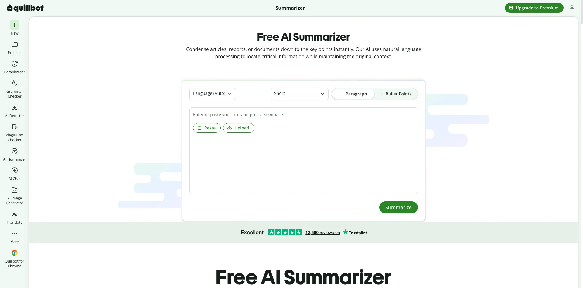 QuillBot의 PDF 요약 도구