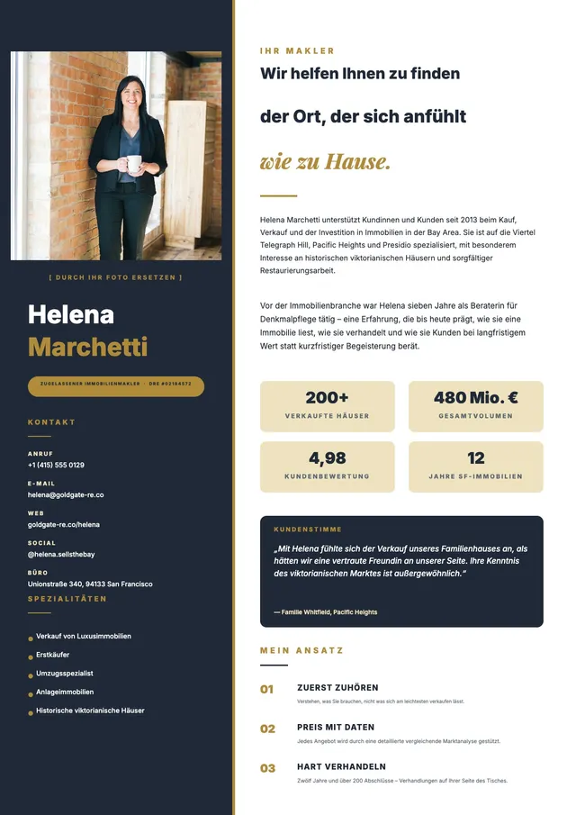 Biografie für Immobilienmakler