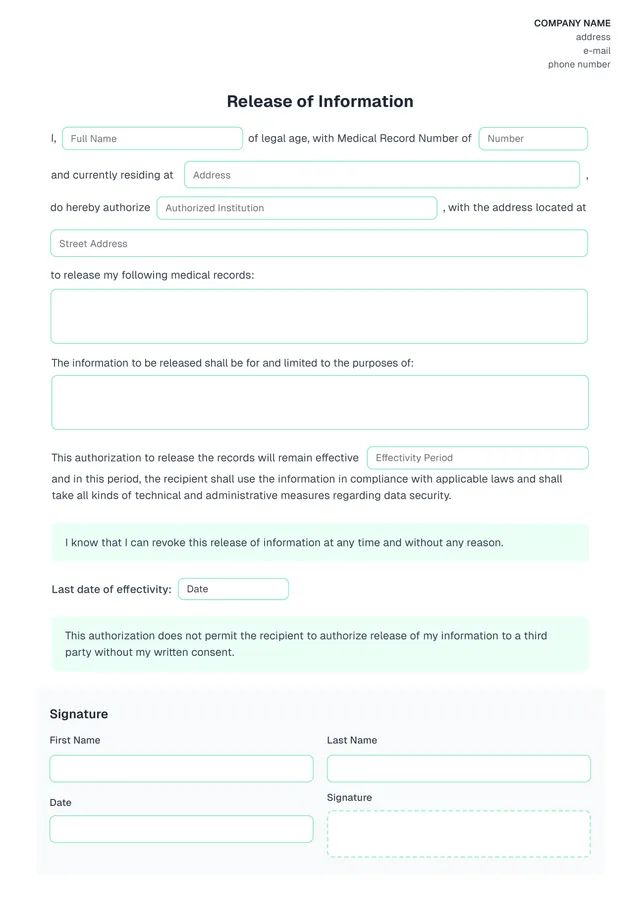 release-of-information form