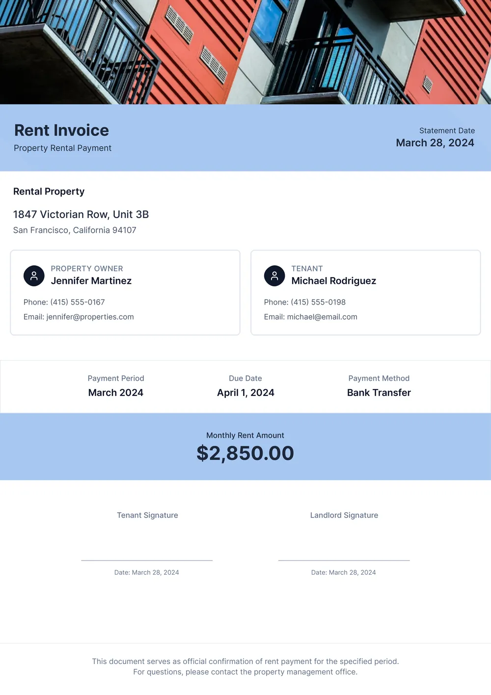 rent bill template