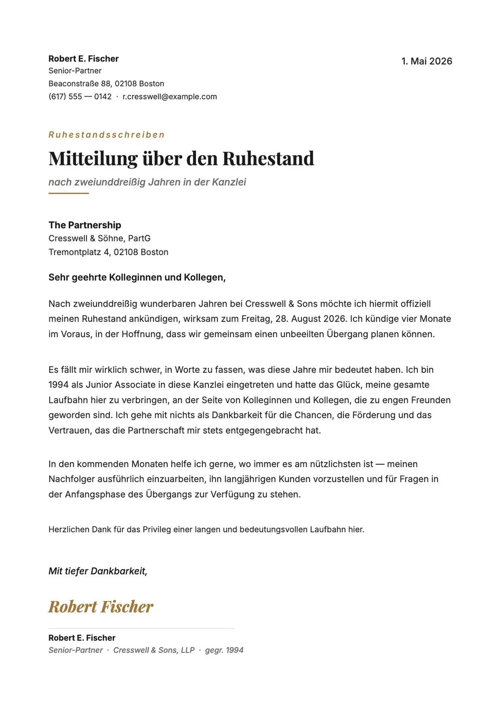 Kündigung zum Renteneintritt
