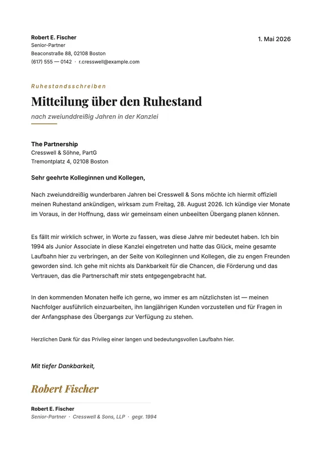 Kündigung zum Renteneintritt