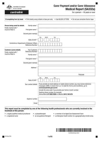 sa332a form
