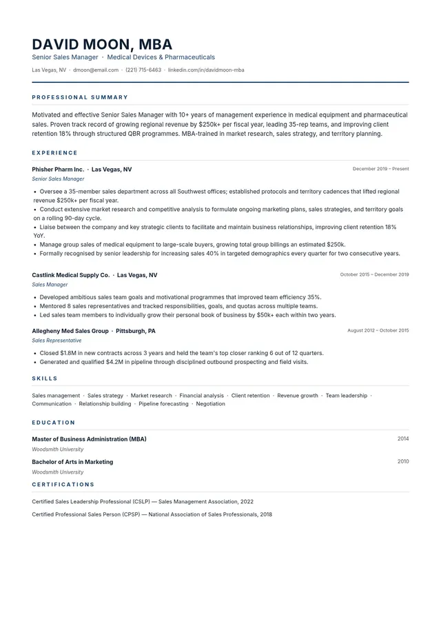 sales-manager-resume form