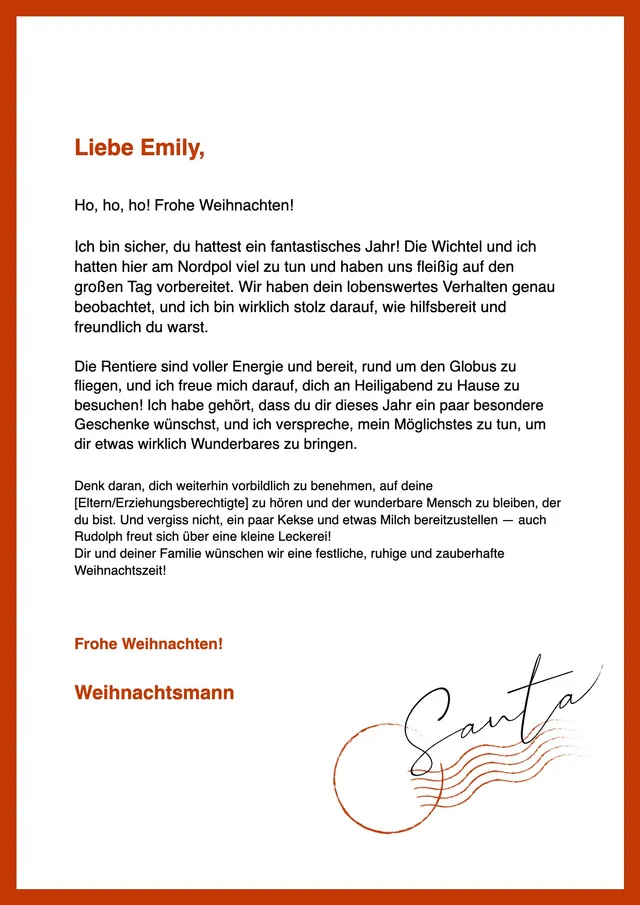 Brief an den Weihnachtsmann