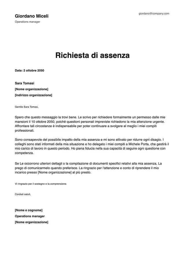 Modello di giustificazione scolastica
