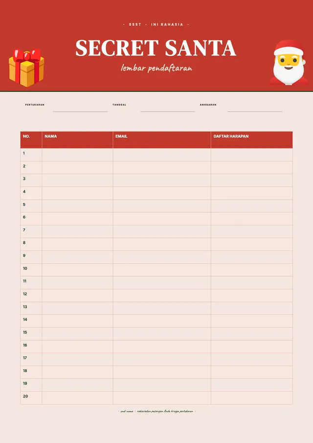 Daftar Pendaftaran Secret Santa