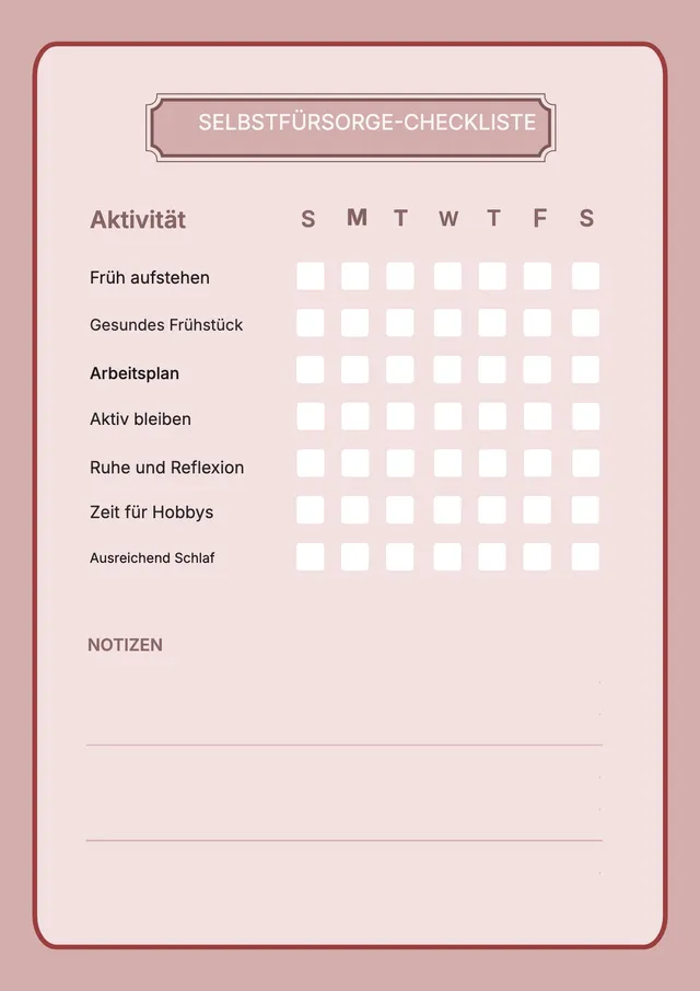 Checkliste für Selbstfürsorge