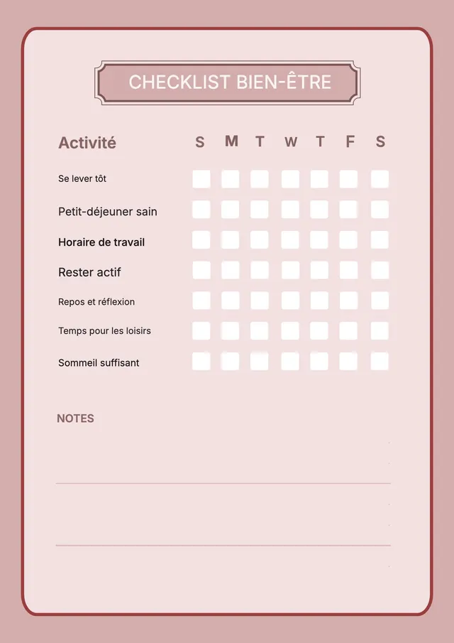 Check-list de soins personnels