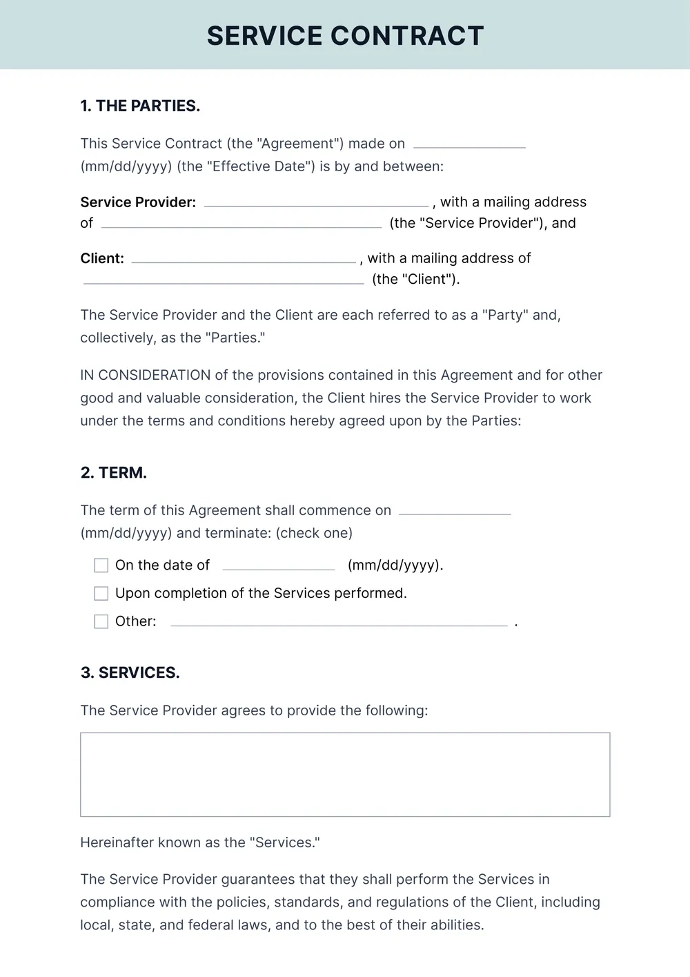 service-agreement-contract form